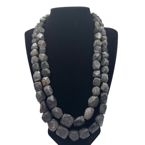 Jay King Mine Finds DTR Bryozoan Fossil Double Strand Necklace 20"-22” Box & Bag - Picture 4 of 11